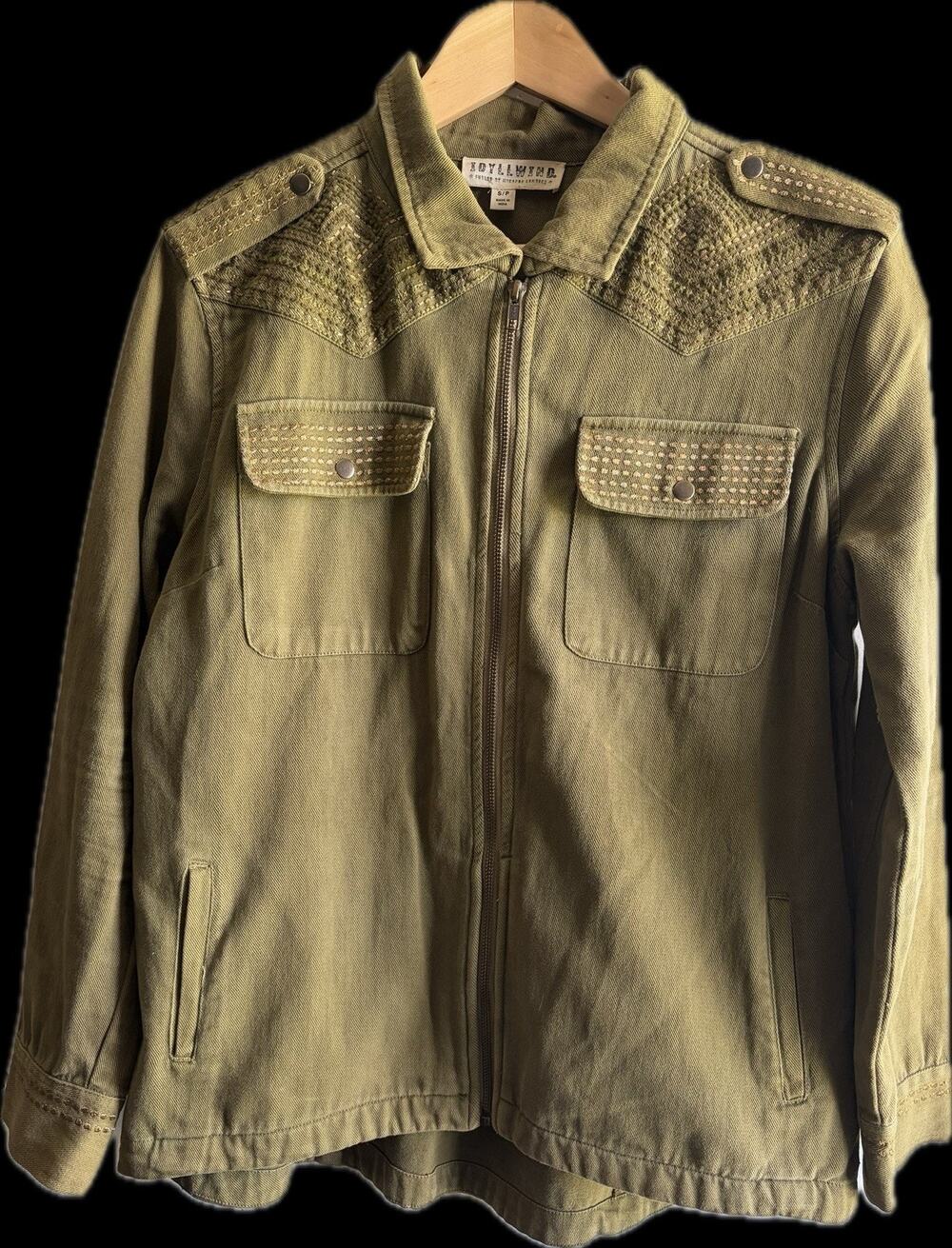 Idyllwind Miranda Lambert Green Utility Military Jacket Embroidered Small Zipper